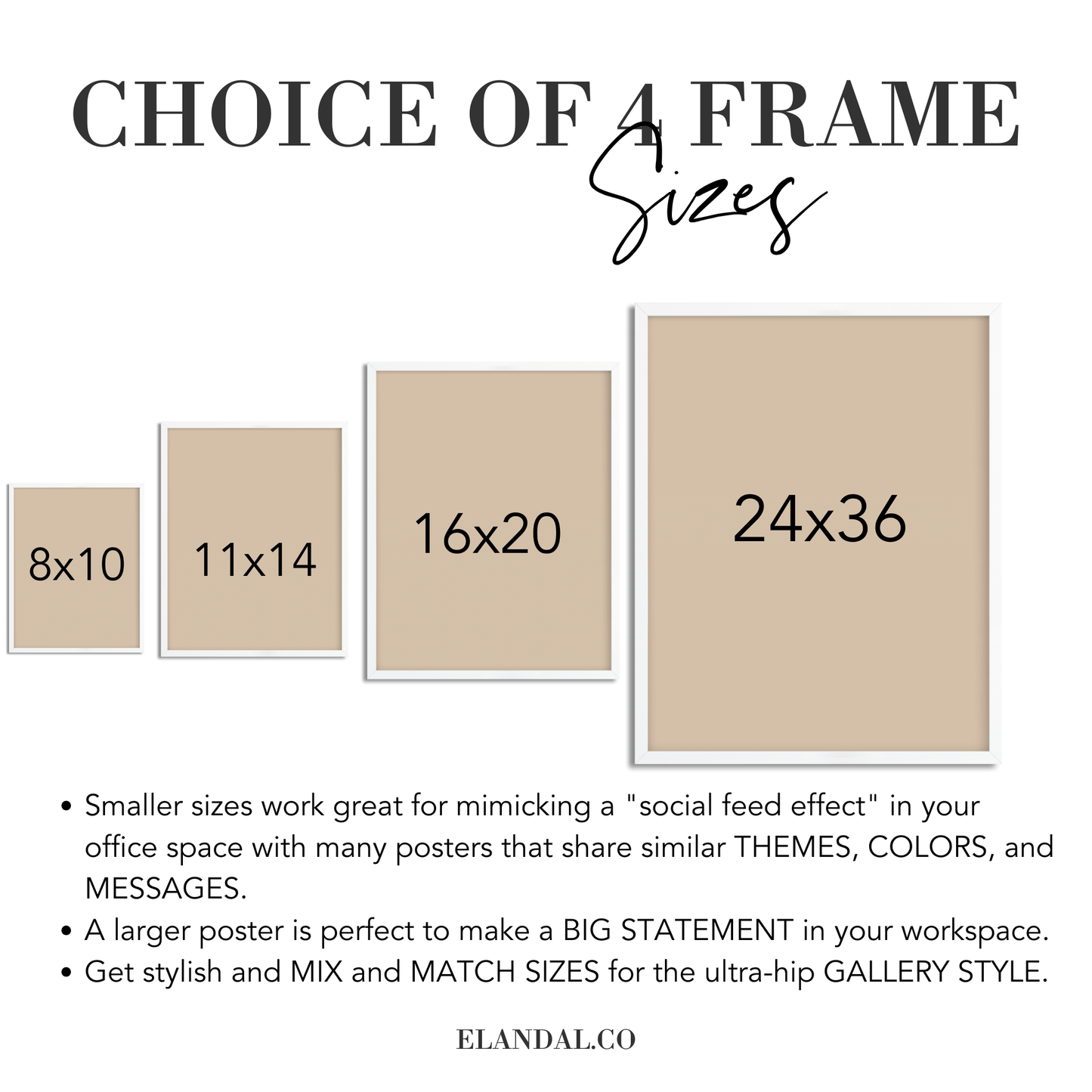 Póster enmarcado Peace in My Office, elegante decoración de pared para la oficina