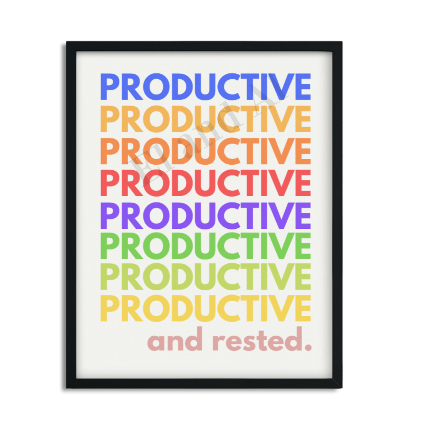 Póster enmarcado Productivo AF, elegante decoración de pared para oficina