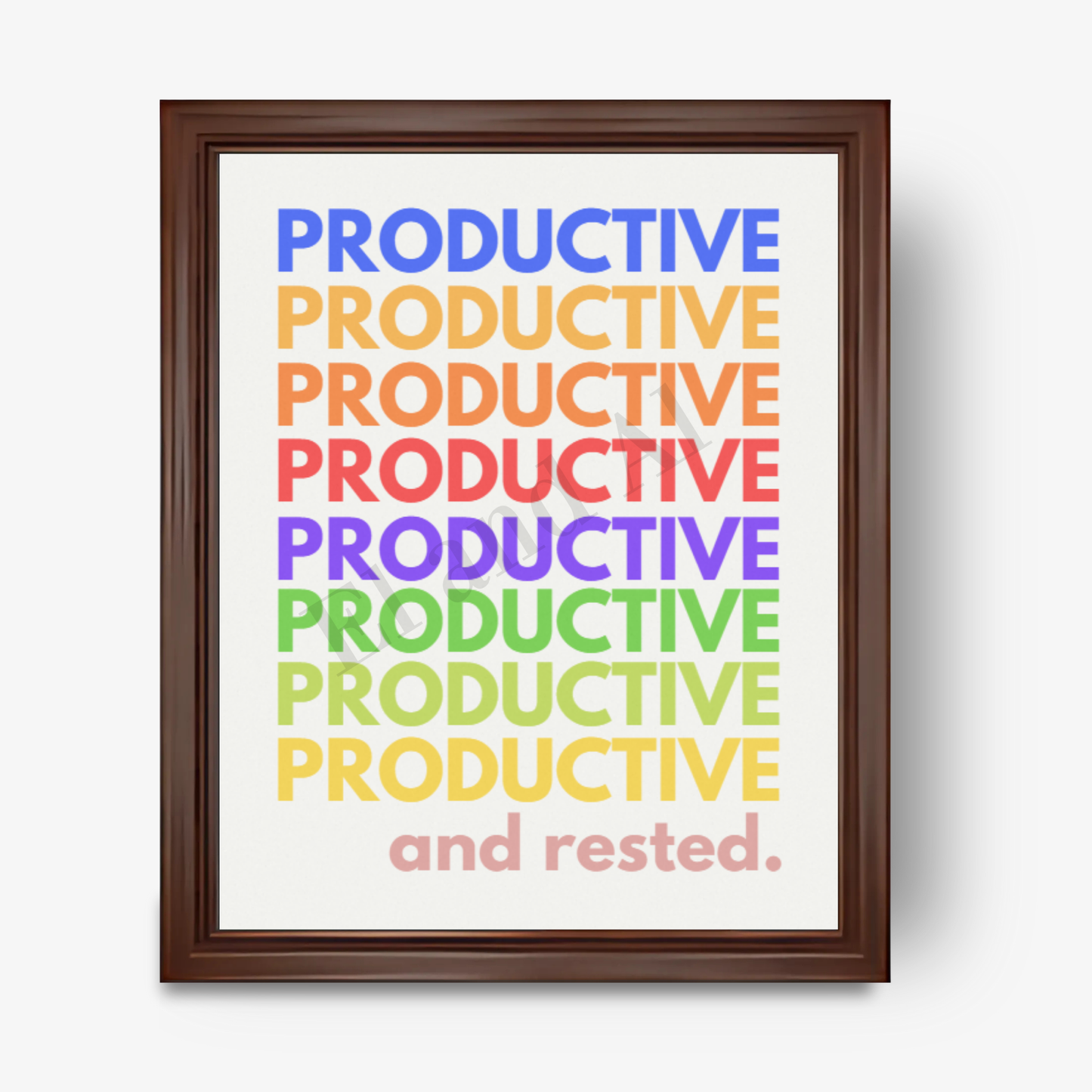 Póster enmarcado Productivo AF, elegante decoración de pared para oficina