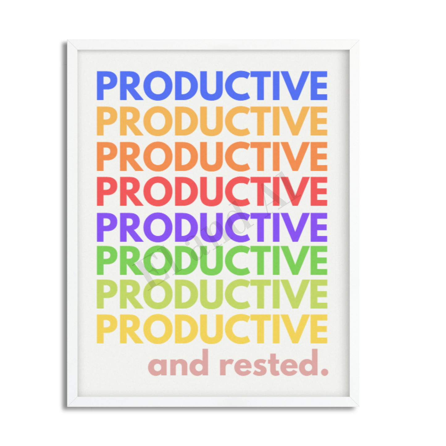 Póster enmarcado Productivo AF, elegante decoración de pared para oficina