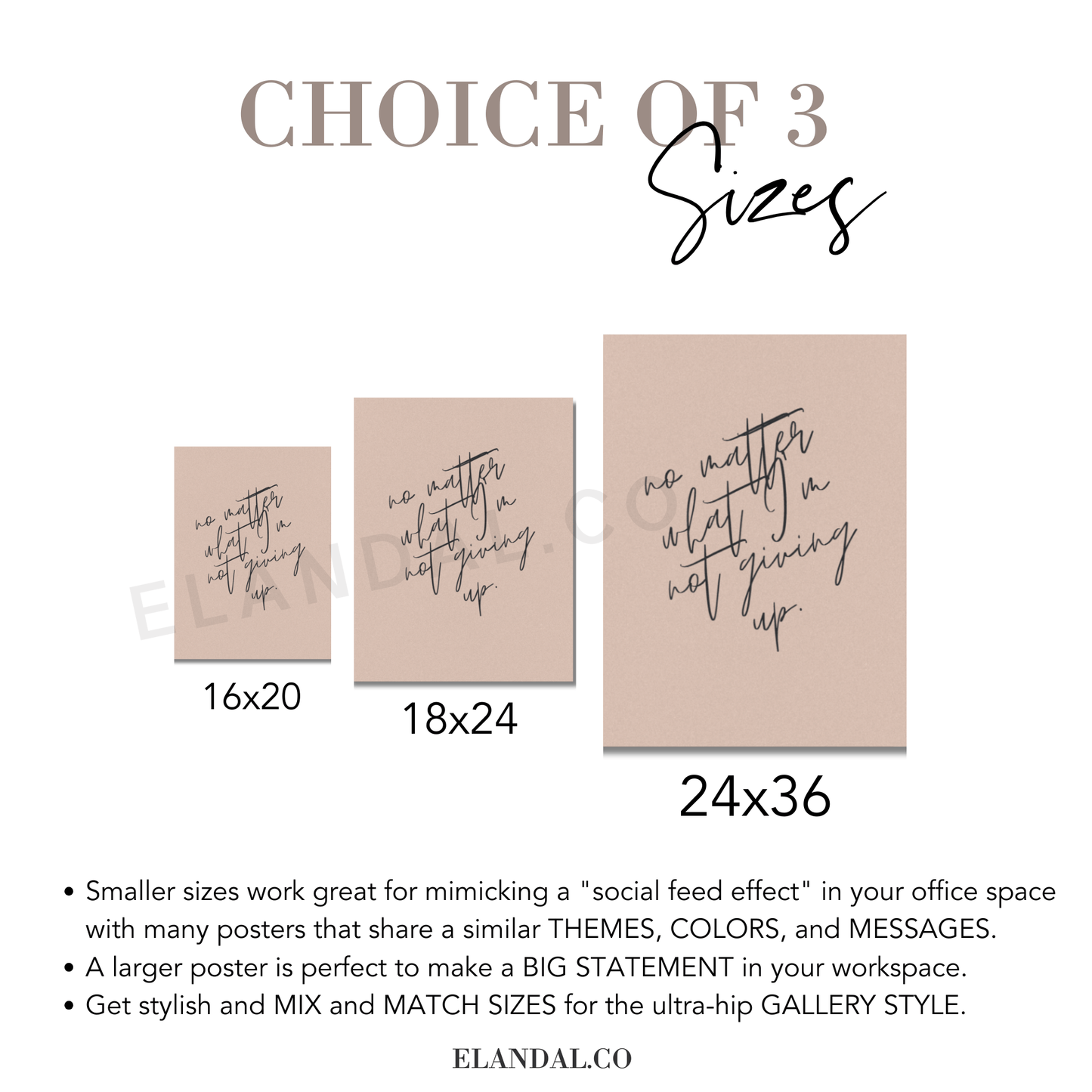 Not Giving Up - Inspirational and Motivational Unframed Wall Art for Your Workspace