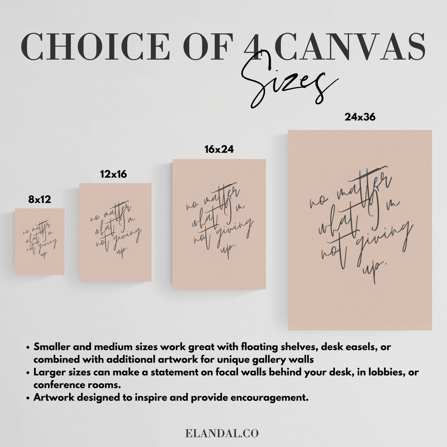 Not Giving Up: Inspirational Canvas Artwork for Workspace