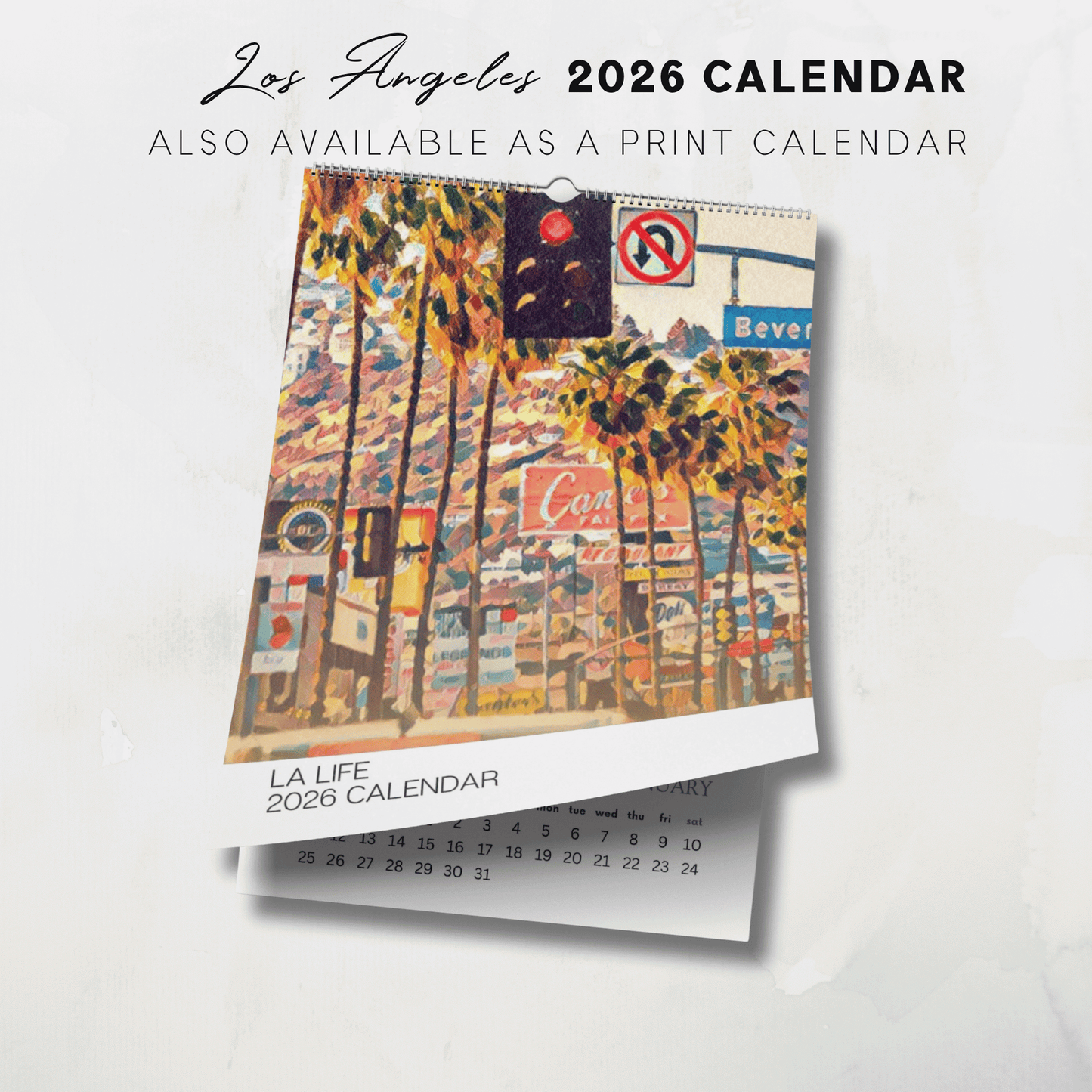 Calendario ilustrado de Los Ángeles para imprimir en 2025