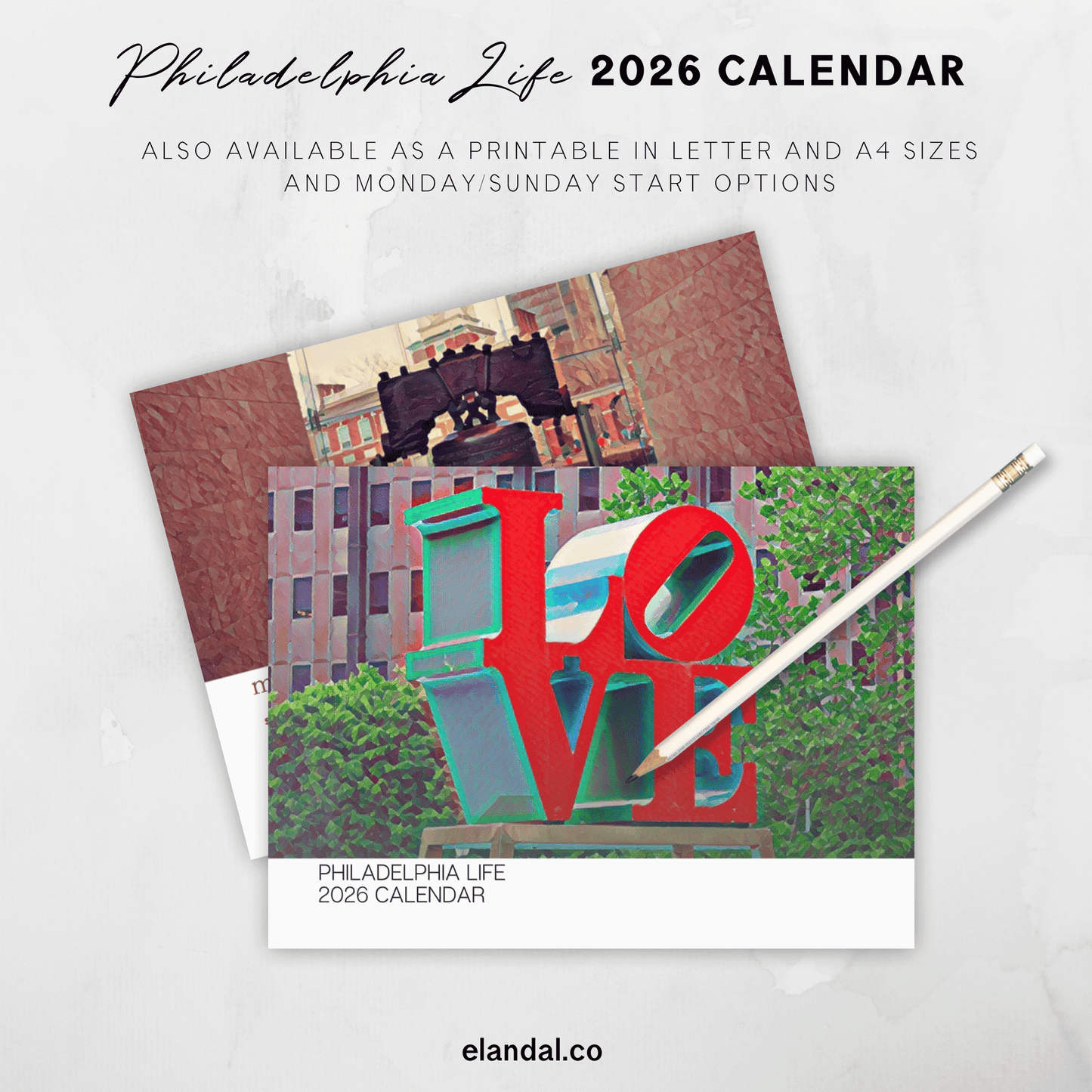 2026 Print Philadelphia Illustrated Wall Calendar