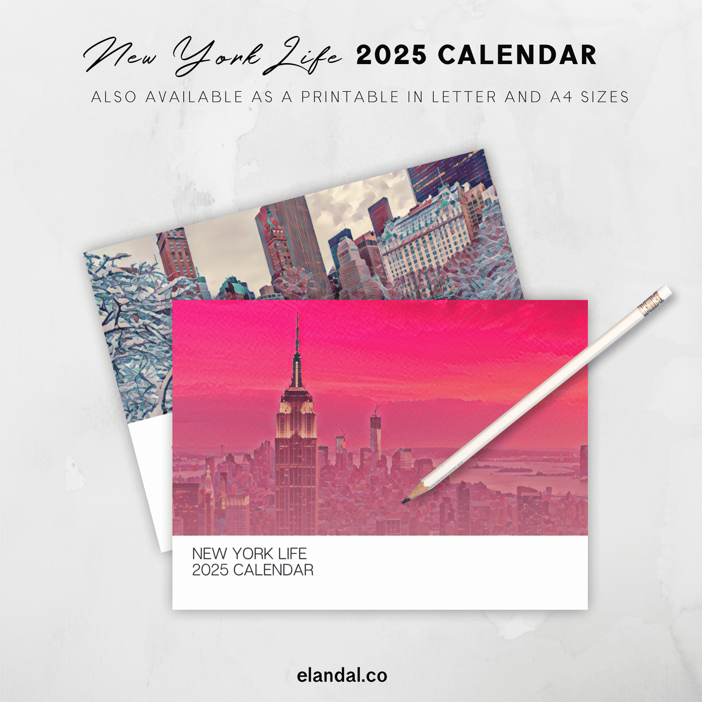 Calendario de pared ilustrado de New York Life para imprimir en 2025