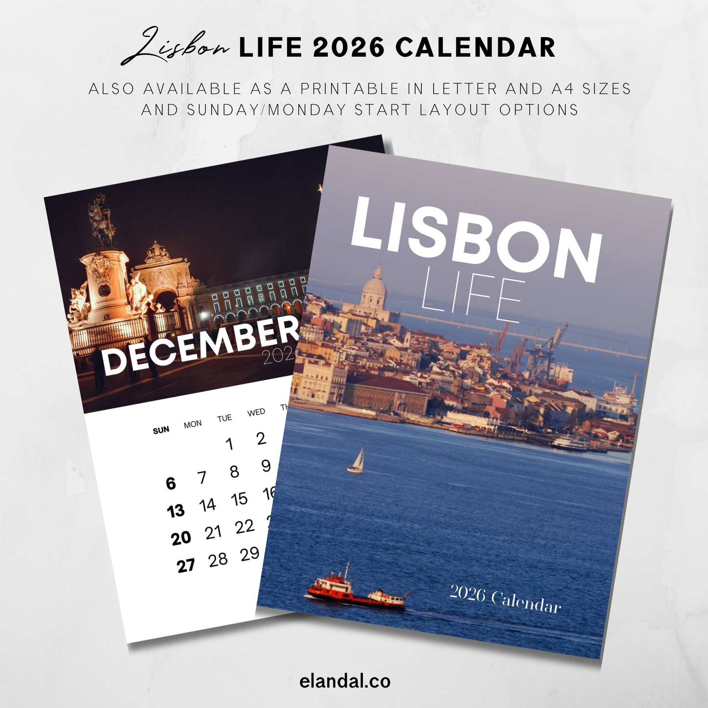 2026 Print Lisbon Travel Vertical Wall Calendar