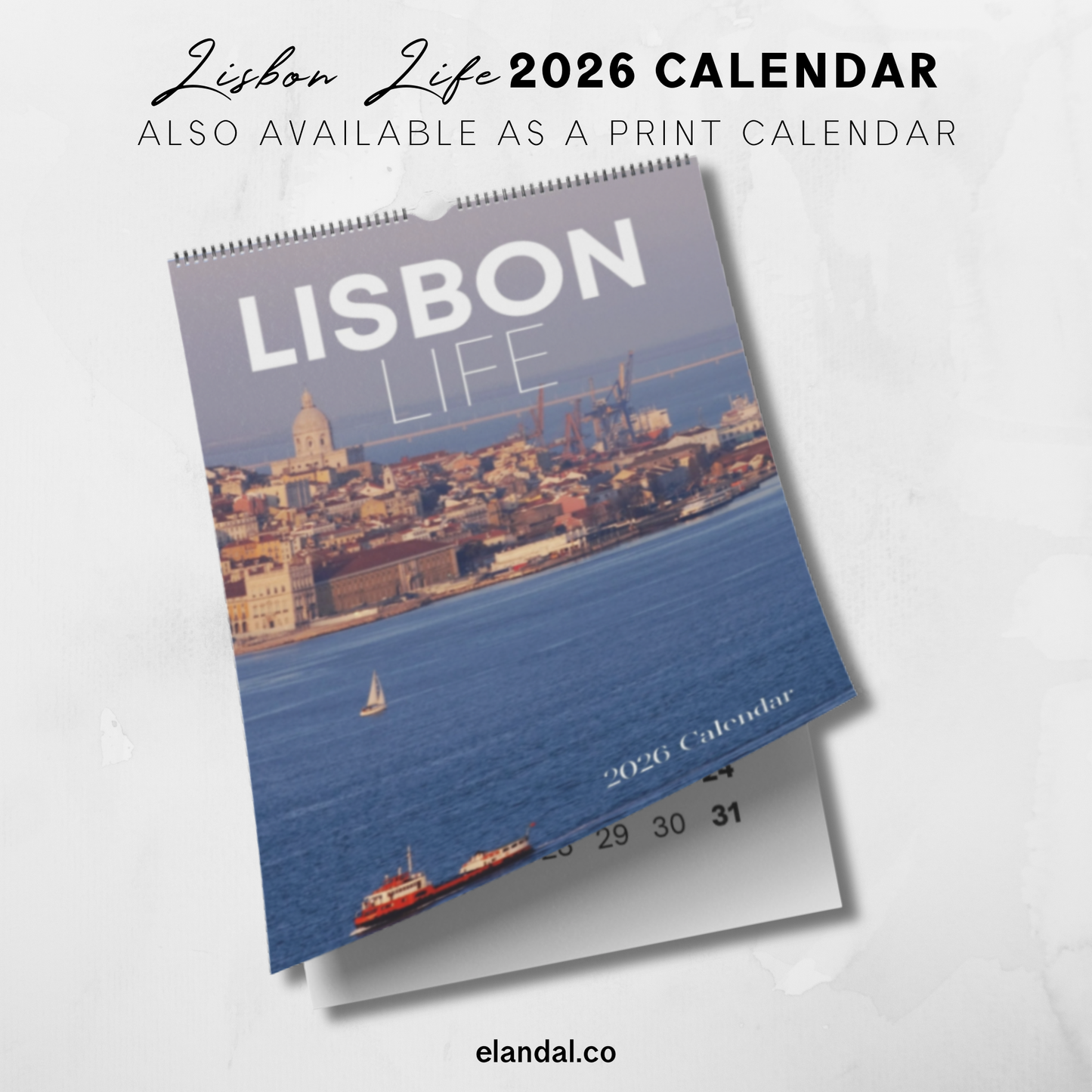 Calendario fotográfico vertical de Lisboa, Portugal, para imprimir en 2025