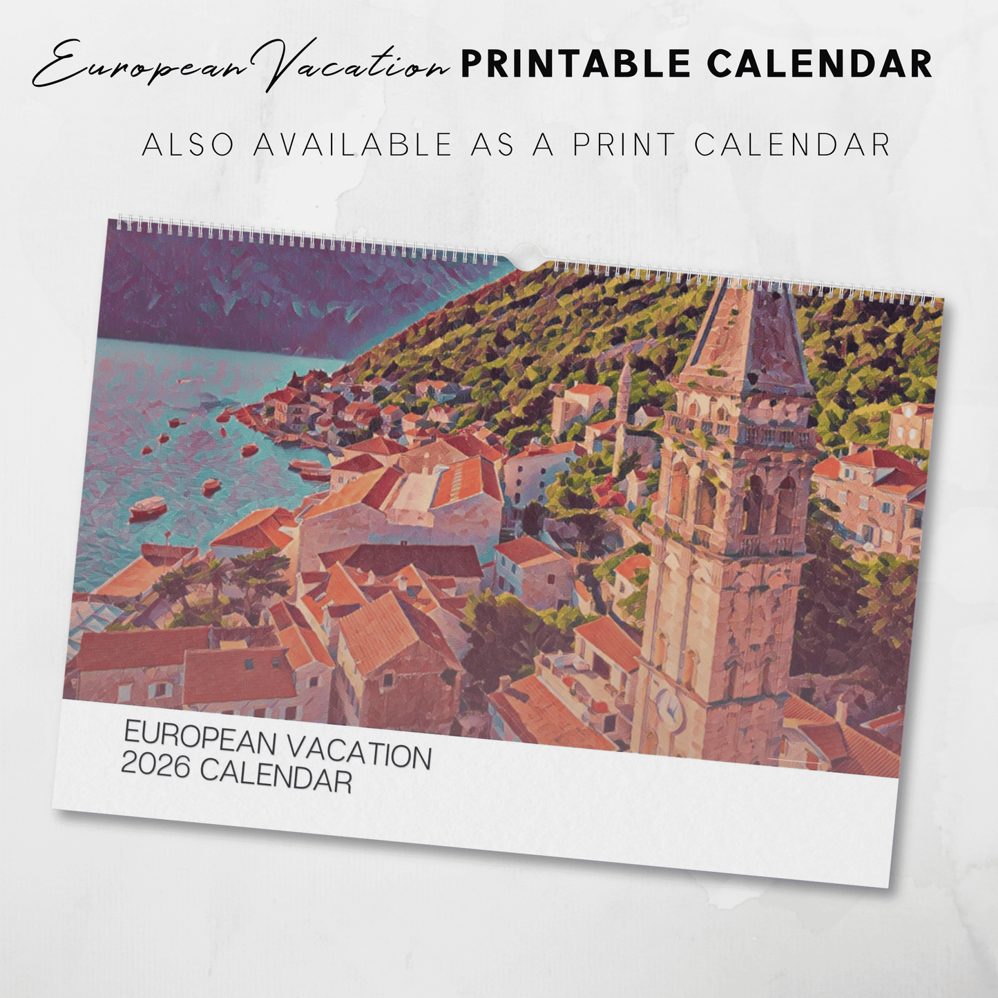 2026 Printable Europe Illustrated Calendar