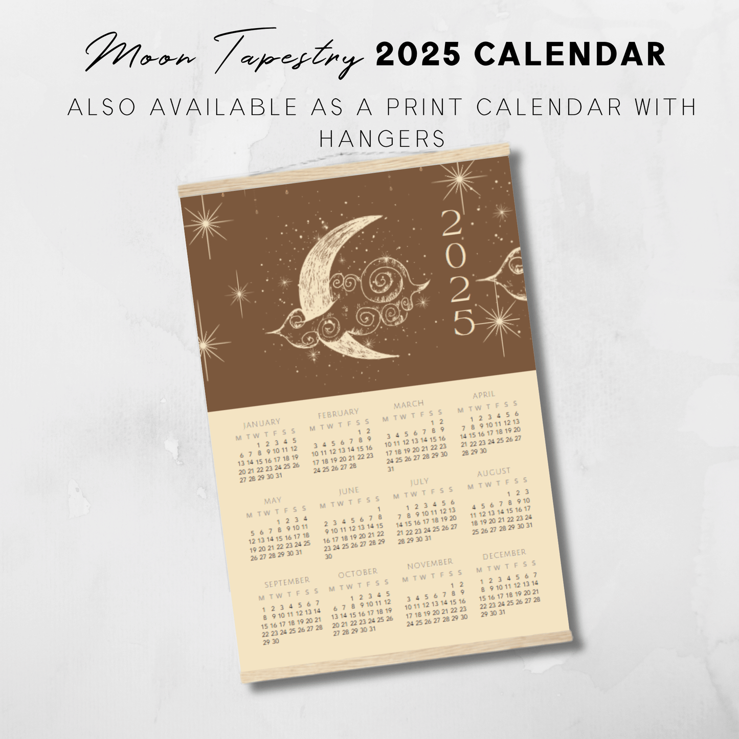 2025 Printable Moon Tapestry Poster Calendar