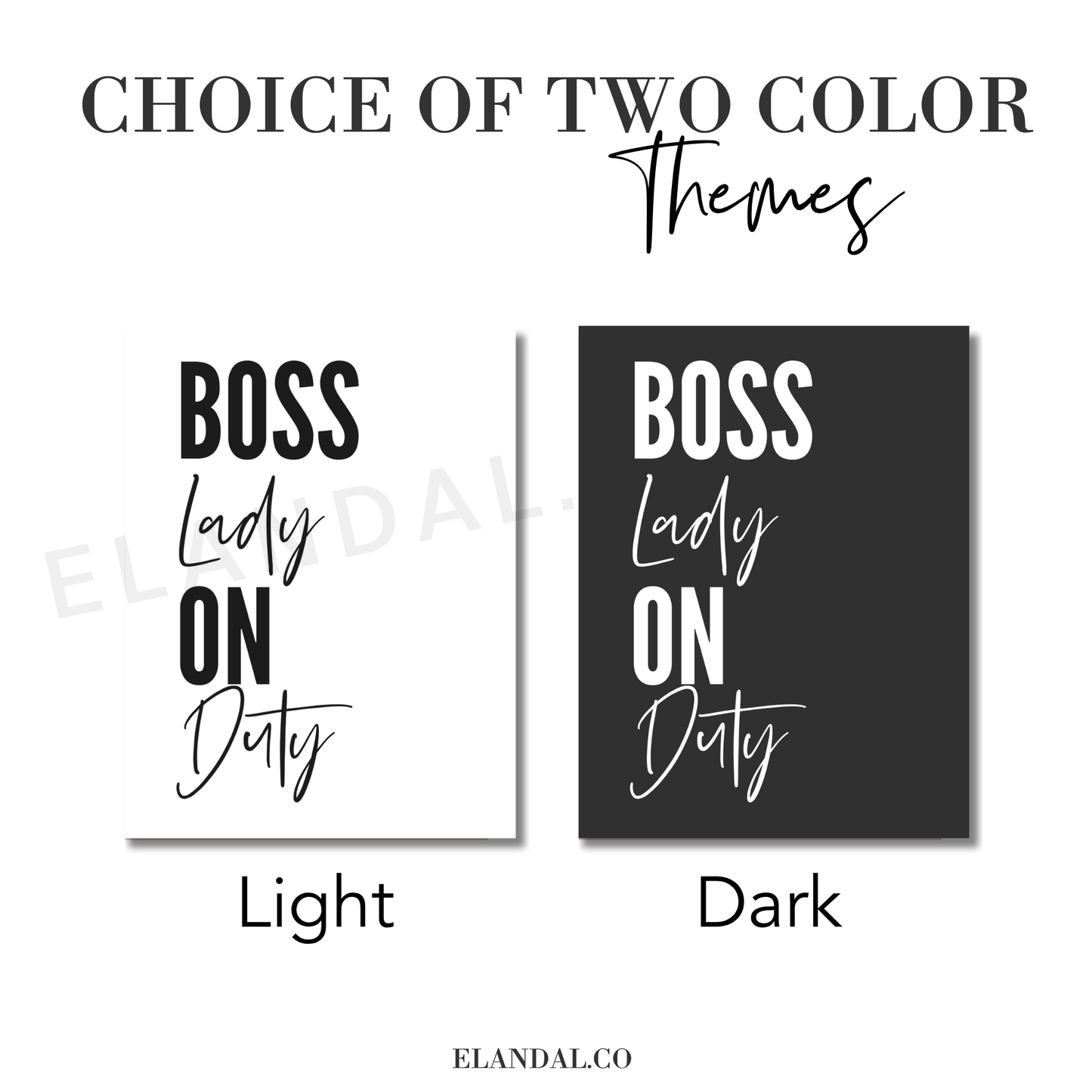 Póster inspirador sin marco Boss Babe on Duty para espacios de trabajo y oficina