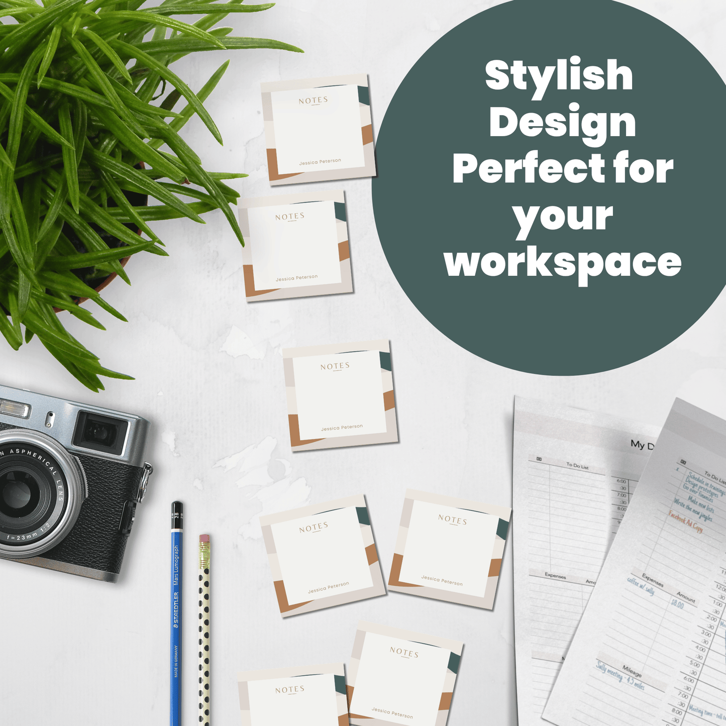 Personalized Boho Aesthetic Sticky Notes, 3x3 in Mini Notepads, Custom Stationery for Office or Workspace