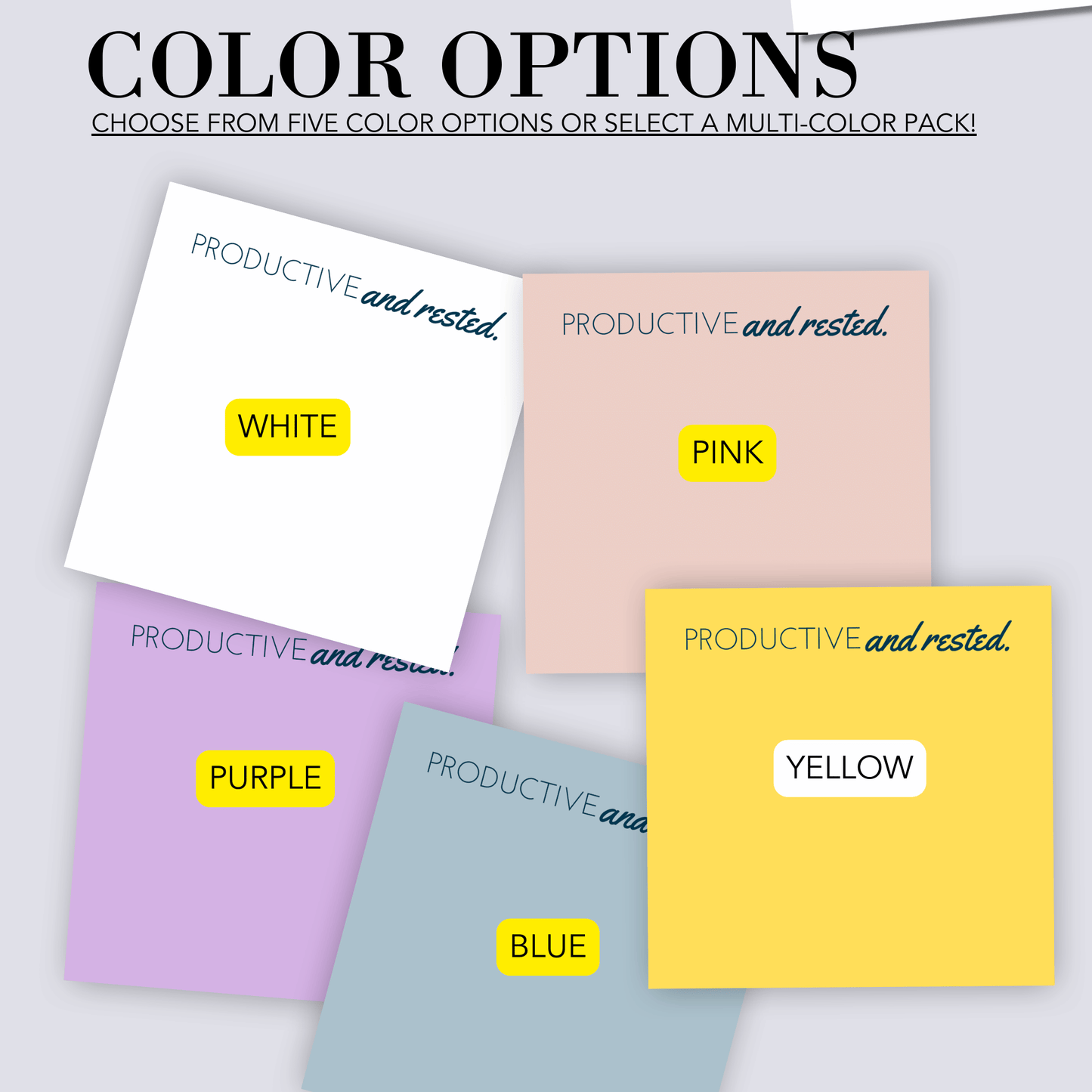 Productive And Rested Sticky Notes 3x3 in. Adhesive notepads