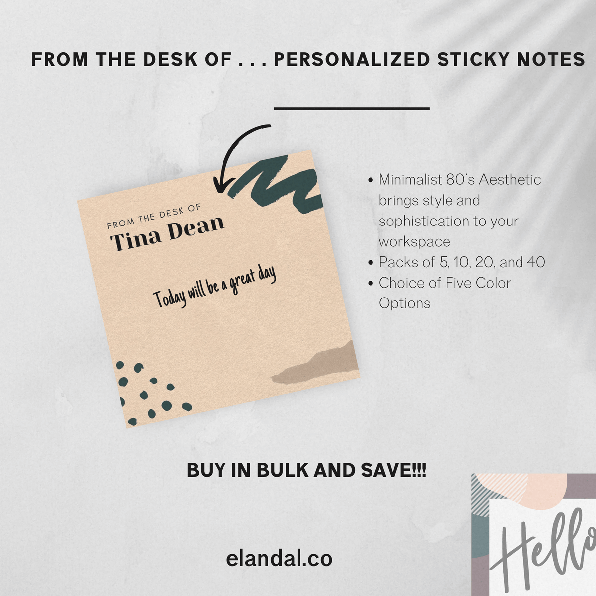 Personalized 'From the Desk Of . . .' Sticky Notes with Minimal Abstract Design
