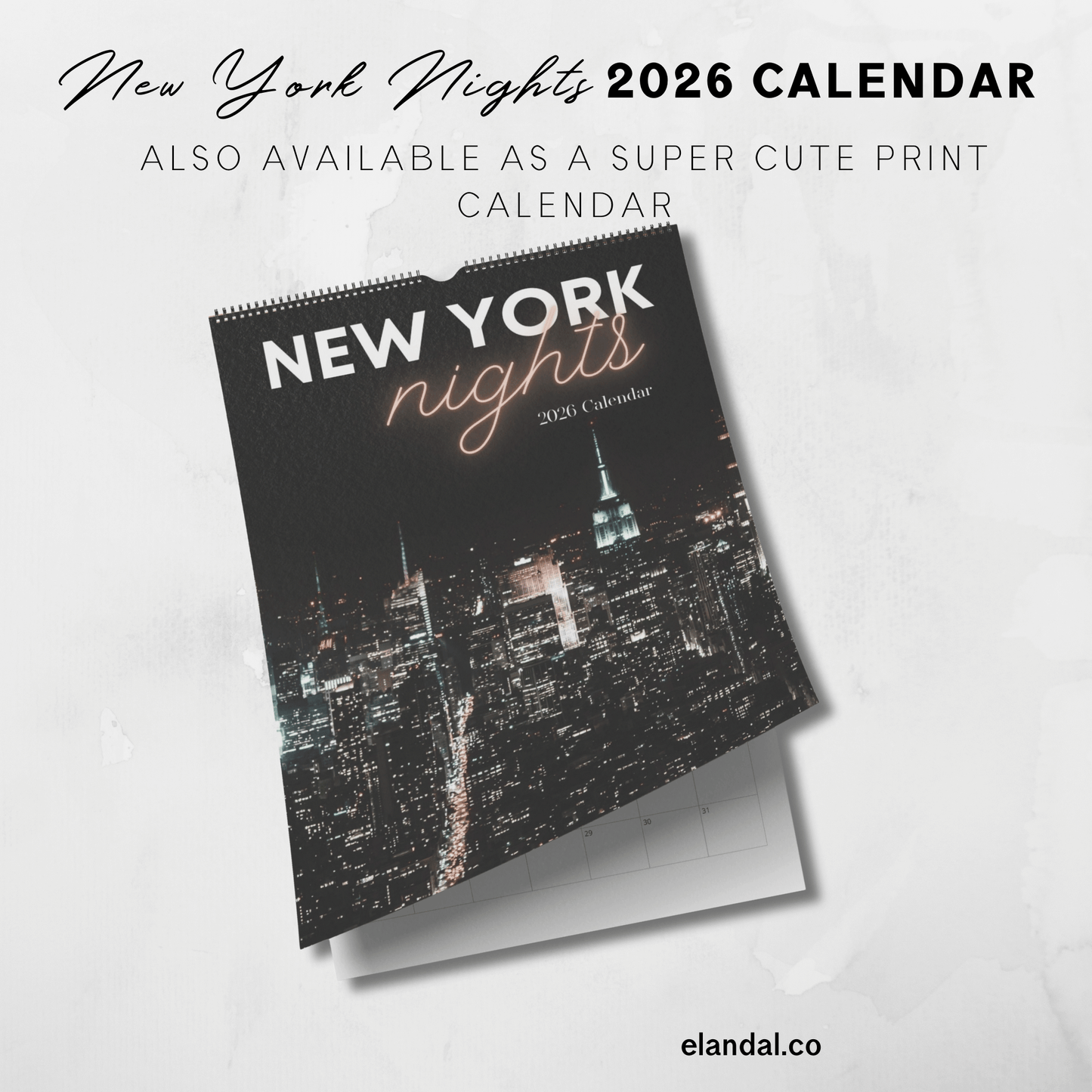 2026 Printable New York City Nights Calendar