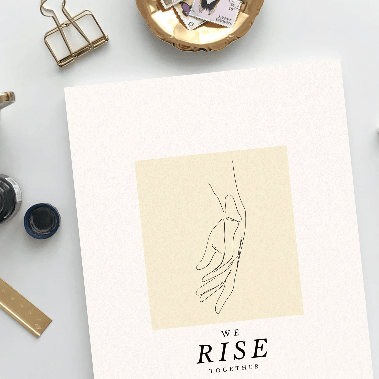 We Rise Together Motivational Unframed Print Poster, Office and Workspace Decor