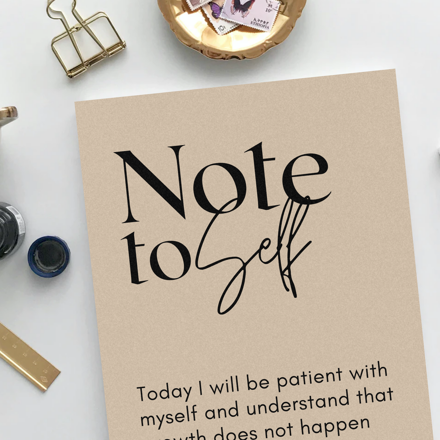Note to Self: Growth is a Process Motivational Unframed Print Poster for Work and Office Spaces