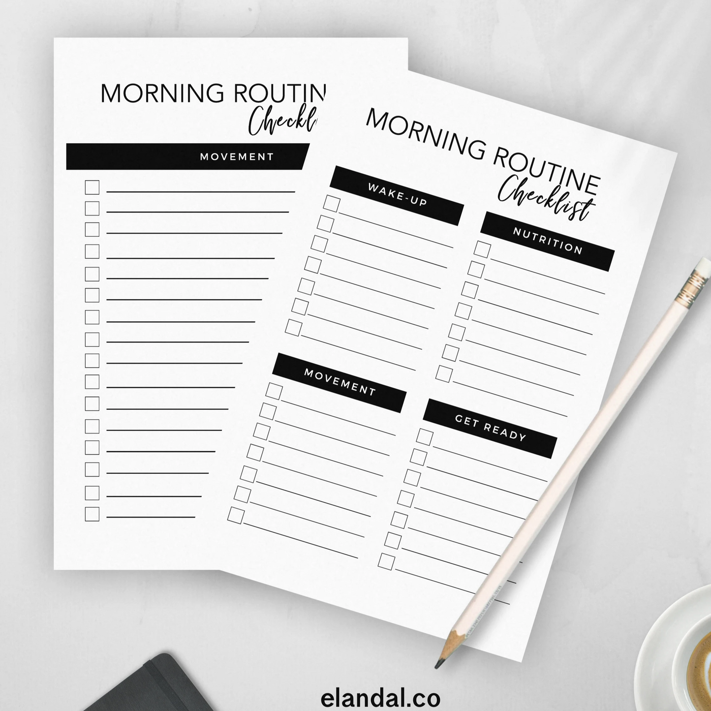 Printable Morning Routine Checklist Daily Planner Habit Inserts