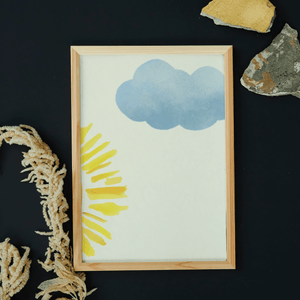 Sun Beyond the Clouds Boho Minimal Framed Art Print