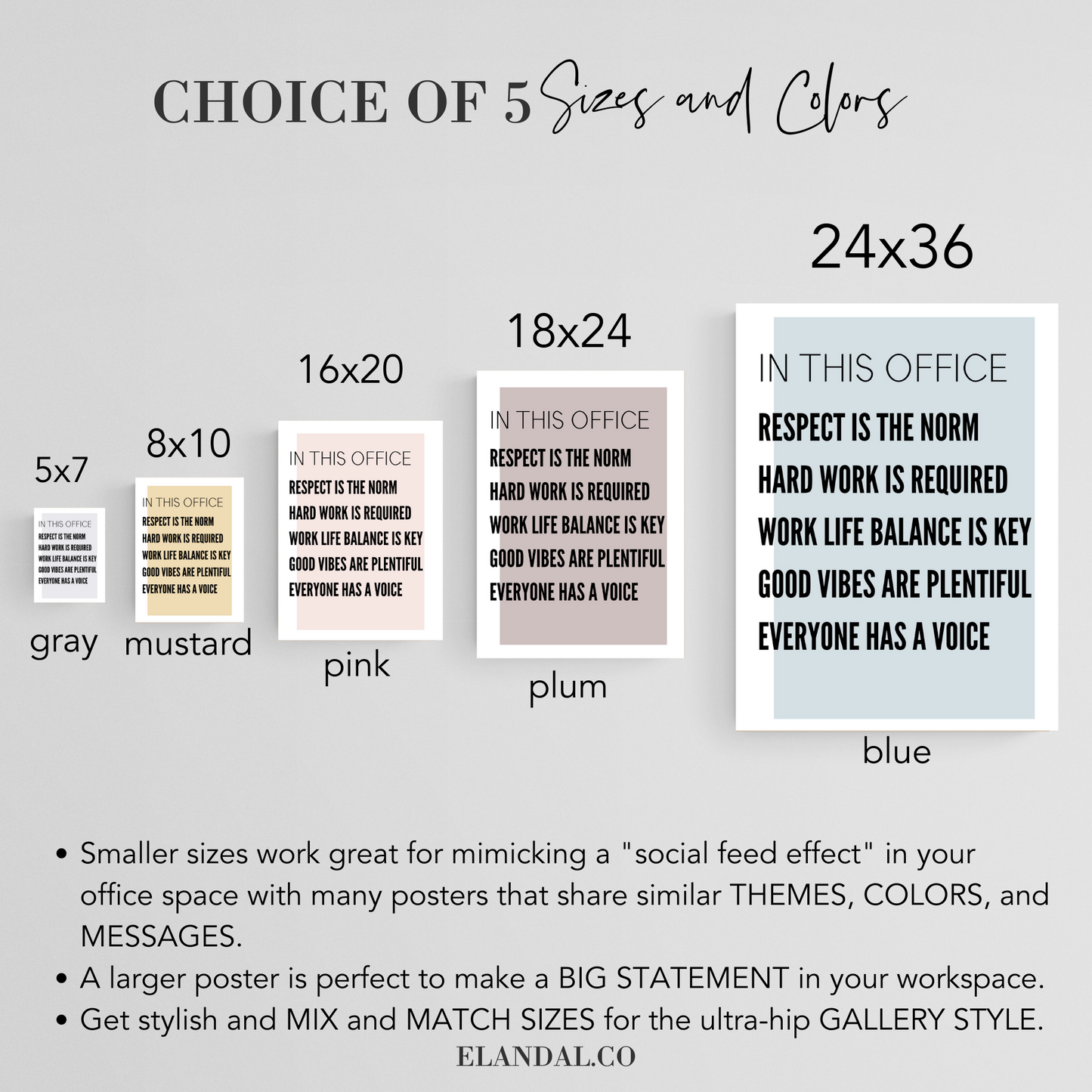 Póster con impresión de cultura de oficina, arte mural motivacional para el lugar de trabajo: decoración minimalista para oficinas y salas de conferencias