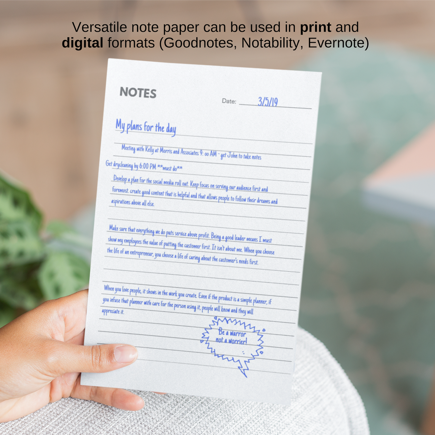 Printable Note Paper Bundle for Print and Digital Planners