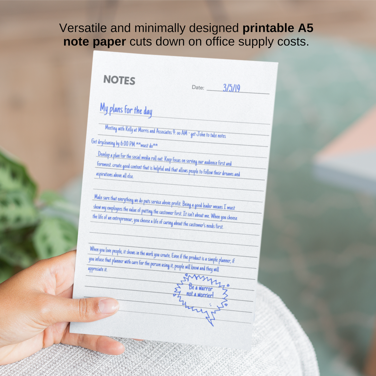 Insertos de papel para notas imprimibles tamaño A5