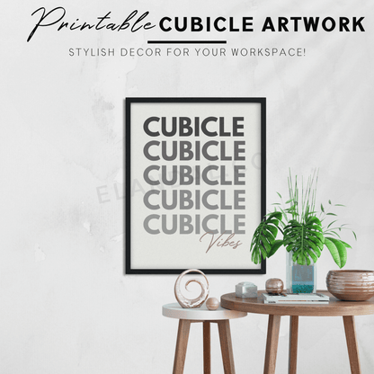 Cubicle Vibes - Decoración imprimible para cubículos de oficina, arte mural para la oficina, regalo para compañeros de trabajo, póster de descarga digital, letrero para cubículos o oficinas