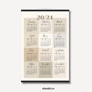 2024 Print Neutral Color Block Poster Calendar with Hangers