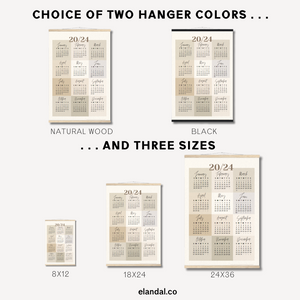 2024 Print Neutral Color Block Poster Calendar with Hangers