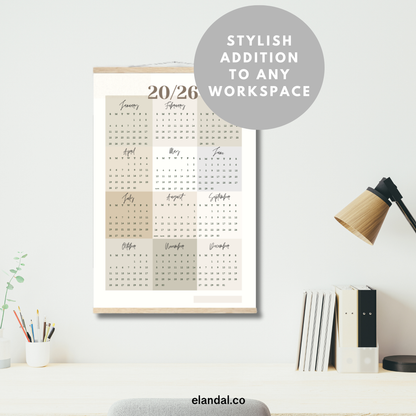 2026 Print Neutral Color Block Poster Calendar with Hangers