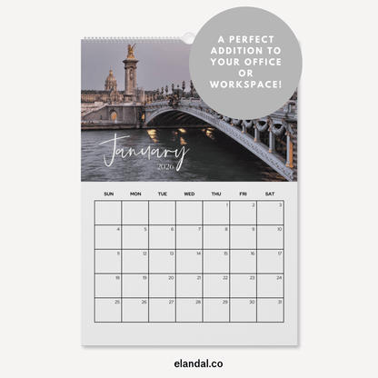 2026 Parisian Sights Print Vertical Paris Wall Calendar
