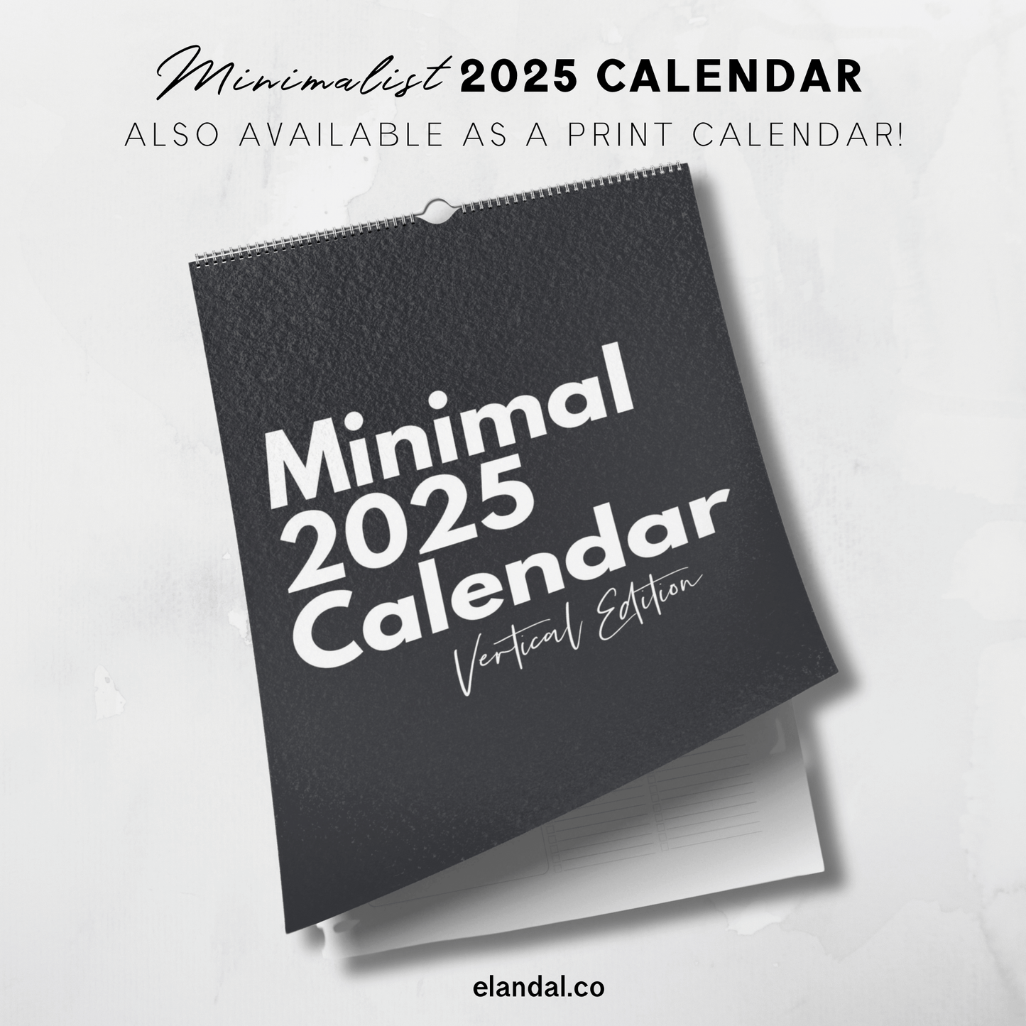 Calendario vertical minimalista imprimible de 2025, calendario de escritorio de 12 meses, decoración elegante para la oficina
