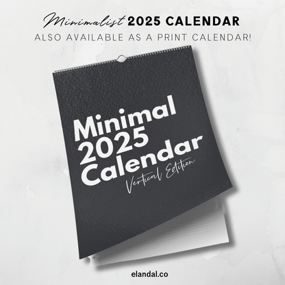 Calendario vertical minimalista imprimible de 2025, calendario de escritorio de 12 meses, decoración elegante para la oficina