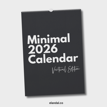 2026 Print Minimal Full Page Vertical Calendar