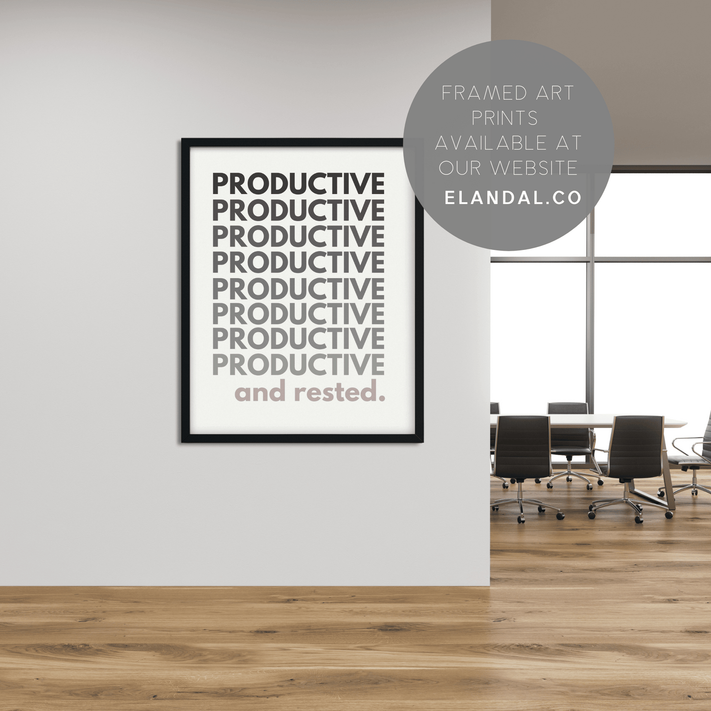 Productive and Rested Printable Wall Art, Office and Cubicle Decor