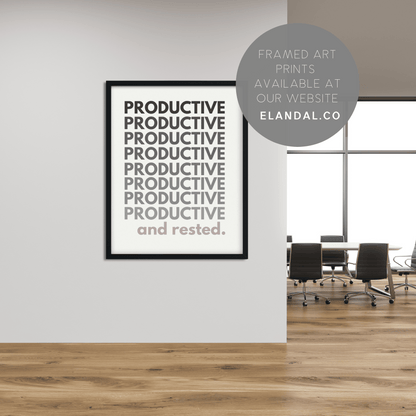 Productive and Rested Printable Wall Art, Office and Cubicle Decor