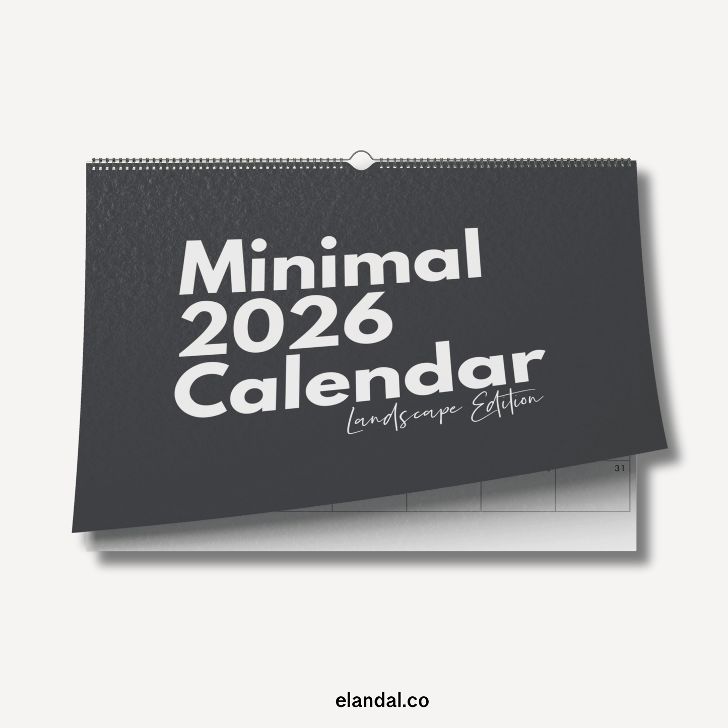 2026 Print Minimalist Landscape Black and White Photo Calendar