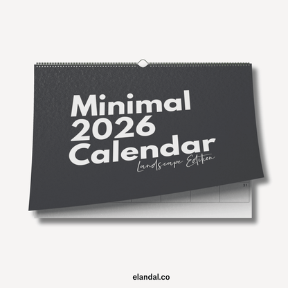 2026 Print Minimalist Landscape Black and White Photo Calendar