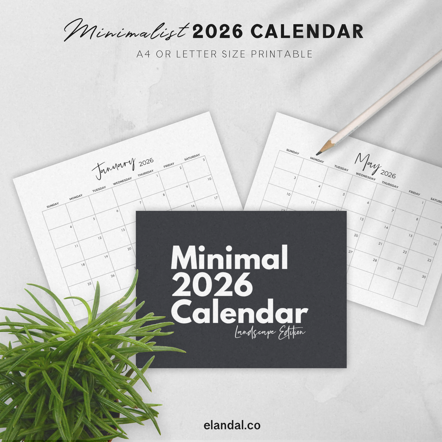 2026 Printable Landscape Calendar