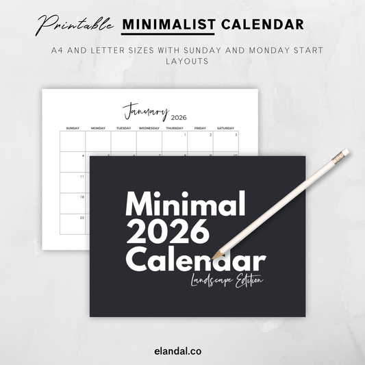 2026 Printable Landscape Calendar