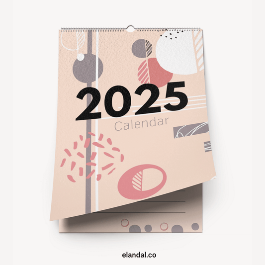 Calendario de pared abstracto rosa 2025