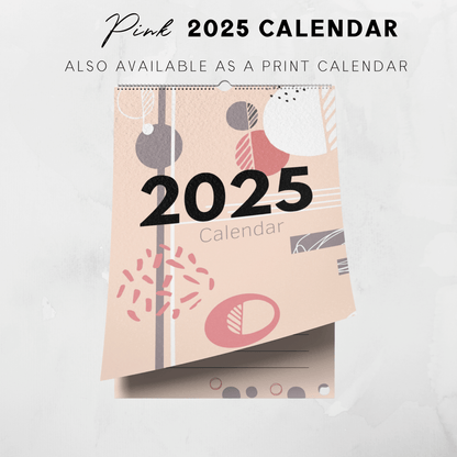 2025 Printable Pink Aesthetic Abstract Design Calendar