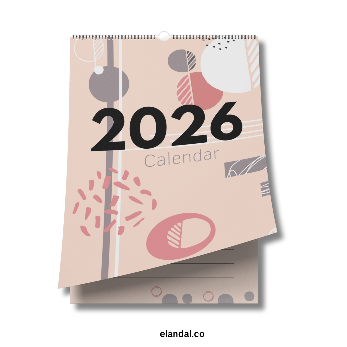 2026 Pink Abstract Wall Calendar