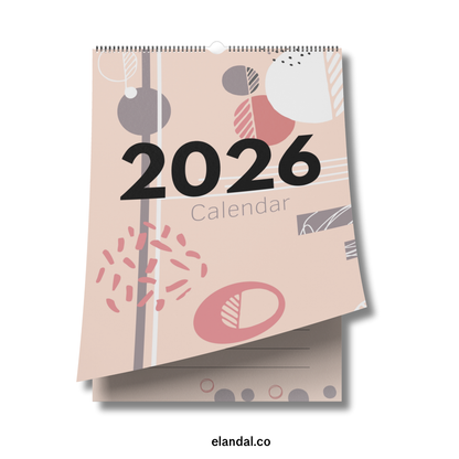 2026 Pink Abstract Wall Calendar