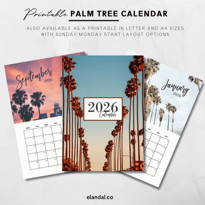 2026 Palm Trees Vertical Print Wall Calendar