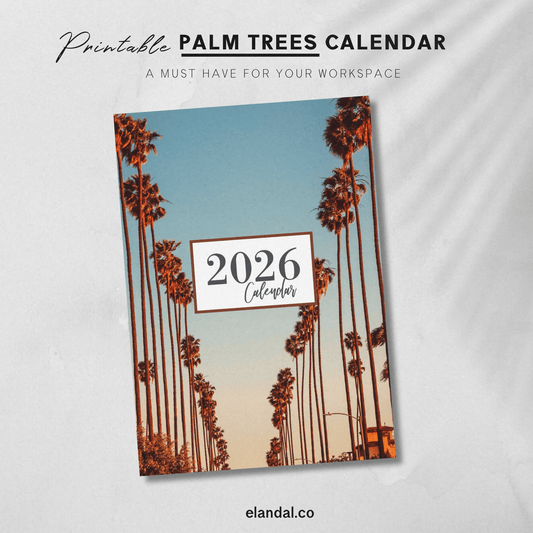 2026 Printable Palm Tree Vertical Calendar