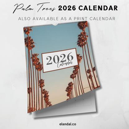 2026 Printable Palm Tree Vertical Calendar