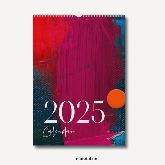 Calendario de pared vertical de arte abstracto impreso para 2025 para decoración de espacios de trabajo, oficinas y lugares de trabajo
