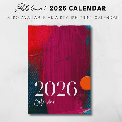 2026 Abstract Art Printable Vertical Monthly Calendar