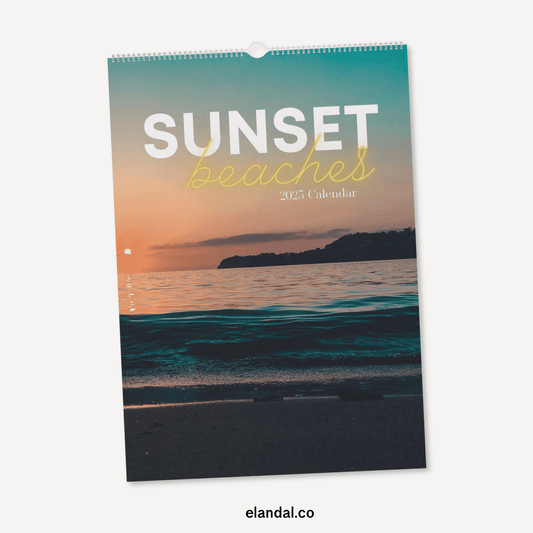 Calendario de pared con impresión vertical Sunset Beaches 2025