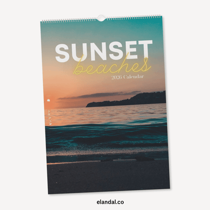 2026 Sunset Beaches Vertical Print Wall Calendar